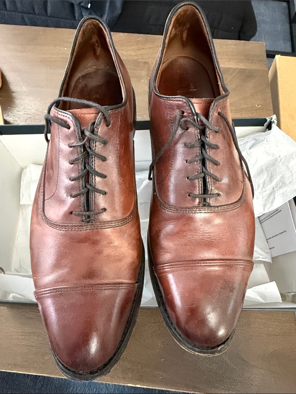 Allen Edmonds Brown Cap-Toe Oxfords - Picture 2 of 5
